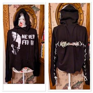 Laced never fit in cropped hoodie